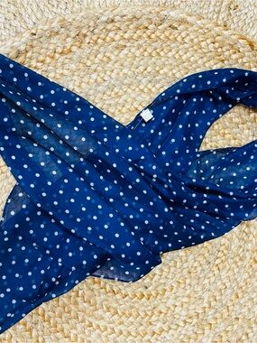 Blue Polka Dot Lightweight Scarf - Navy with White Dots